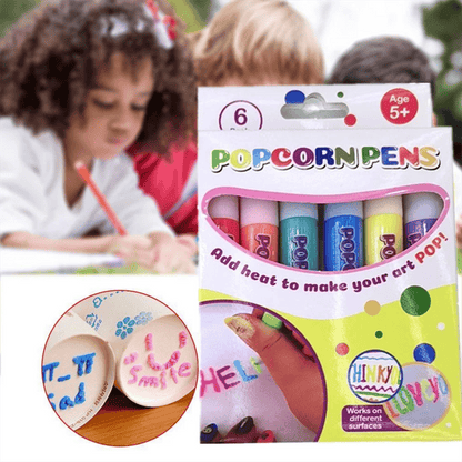 Magic puffy popcorn pennen — creatief 3D schilderplezier voor jong en oud 6-delige set