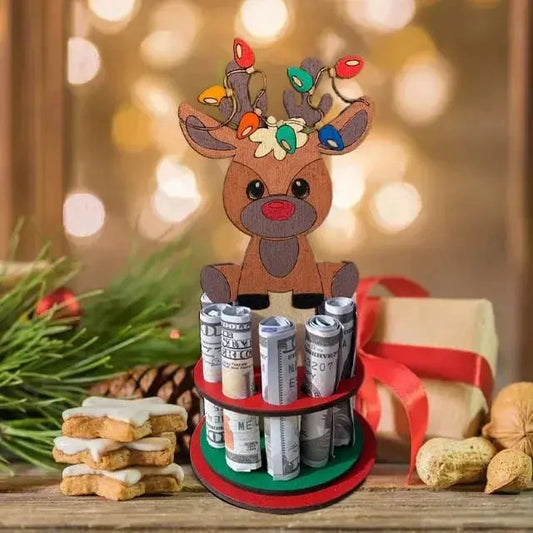 1+1 gratis | Houten kerstgeldhouder – Feestelijke cadeaumagie creëren