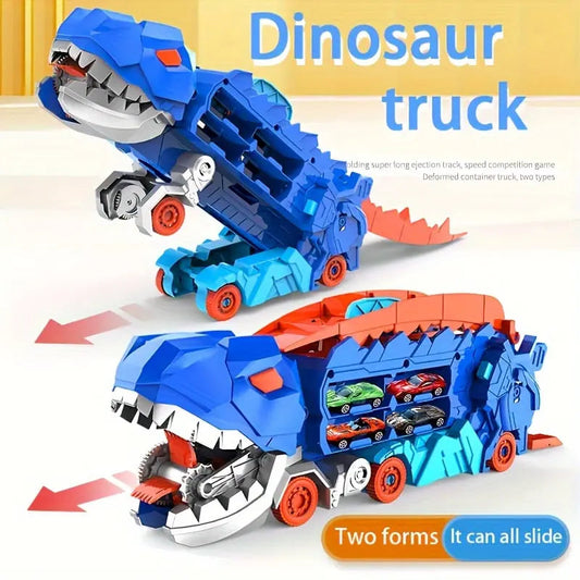 Dinosaur Transporter – Opvouwbare Racebaan met Metalen Auto's