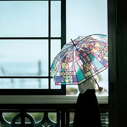 Automatische paraplu – Vintage design met glas-in-lood look en windbescherming