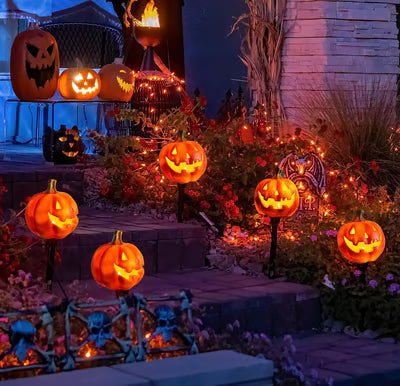 Zonnepompoenlantaarn — Buiten Halloweenversiering met Warm Gloeiend Licht