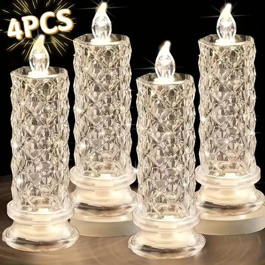 LED kristallen kaarslamp | Set van 4 kaarsen