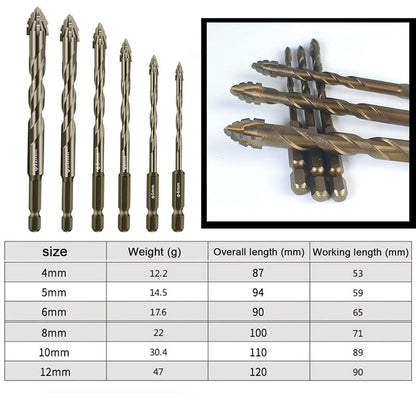 Gezette boorbit set — titanium gecoat & hittebestendig met 4-flute ontwerp 6-delige set