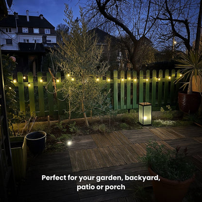Zonne-energie Buiten Lichtsnoer — 15 Meter Warm Wit LED Waterdicht