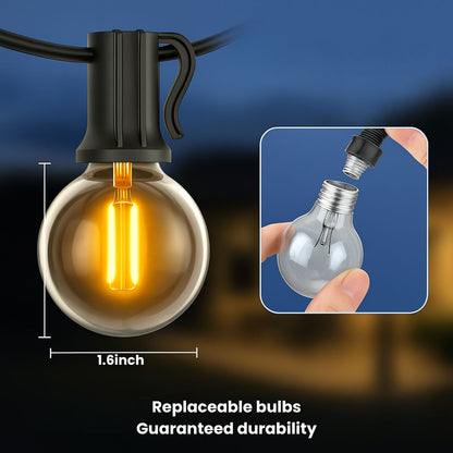 Zonne-energie Buiten Lichtsnoer — 15 Meter Warm Wit LED Waterdicht