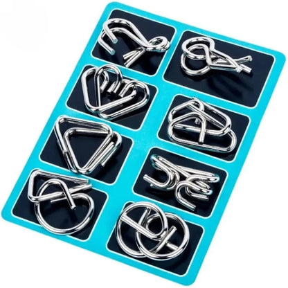 Interlock metaalpuzzel set — perfect voor kerst en spelletjesavonden 8-delige set