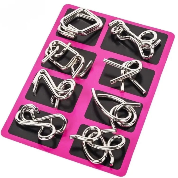 Interlock metaalpuzzel set — perfect voor kerst en spelletjesavonden 8-delige set