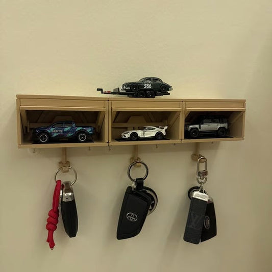 Autosleutelhanger in garagestijl — leuk en creatief sleutelopbergsysteem