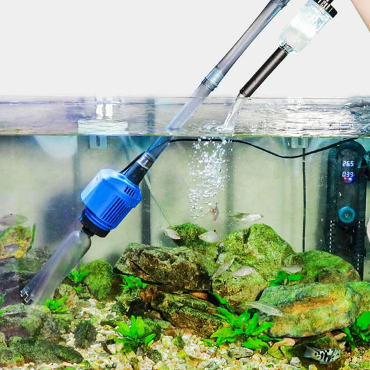 Elektrische aquariumstofzuiger — verwijdert grondig vuil en voedselresten