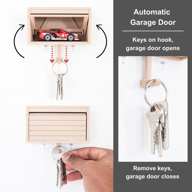 Autosleutelhanger in garagestijl — leuk en creatief sleutelopbergsysteem