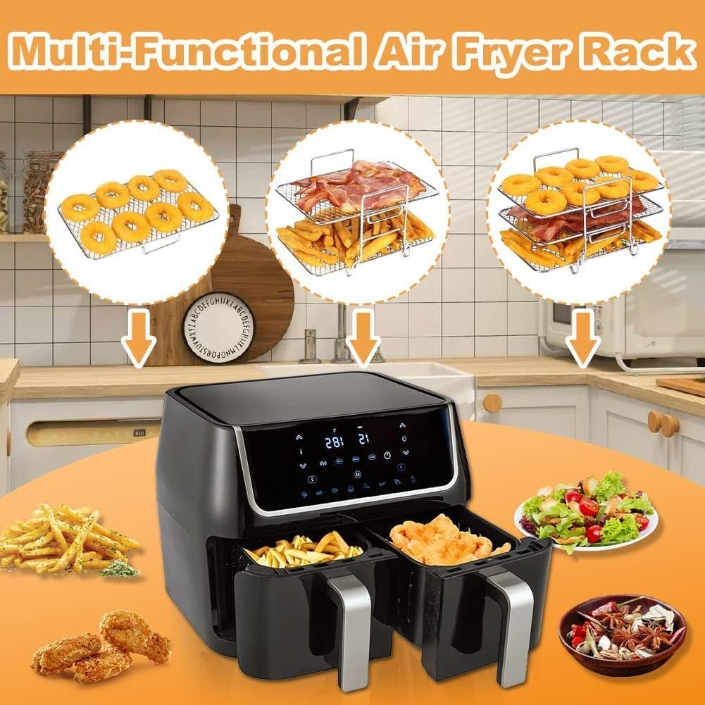 Roestvrijstalen rek voor airfryer — knapperige resultaten zonder constant omkeren