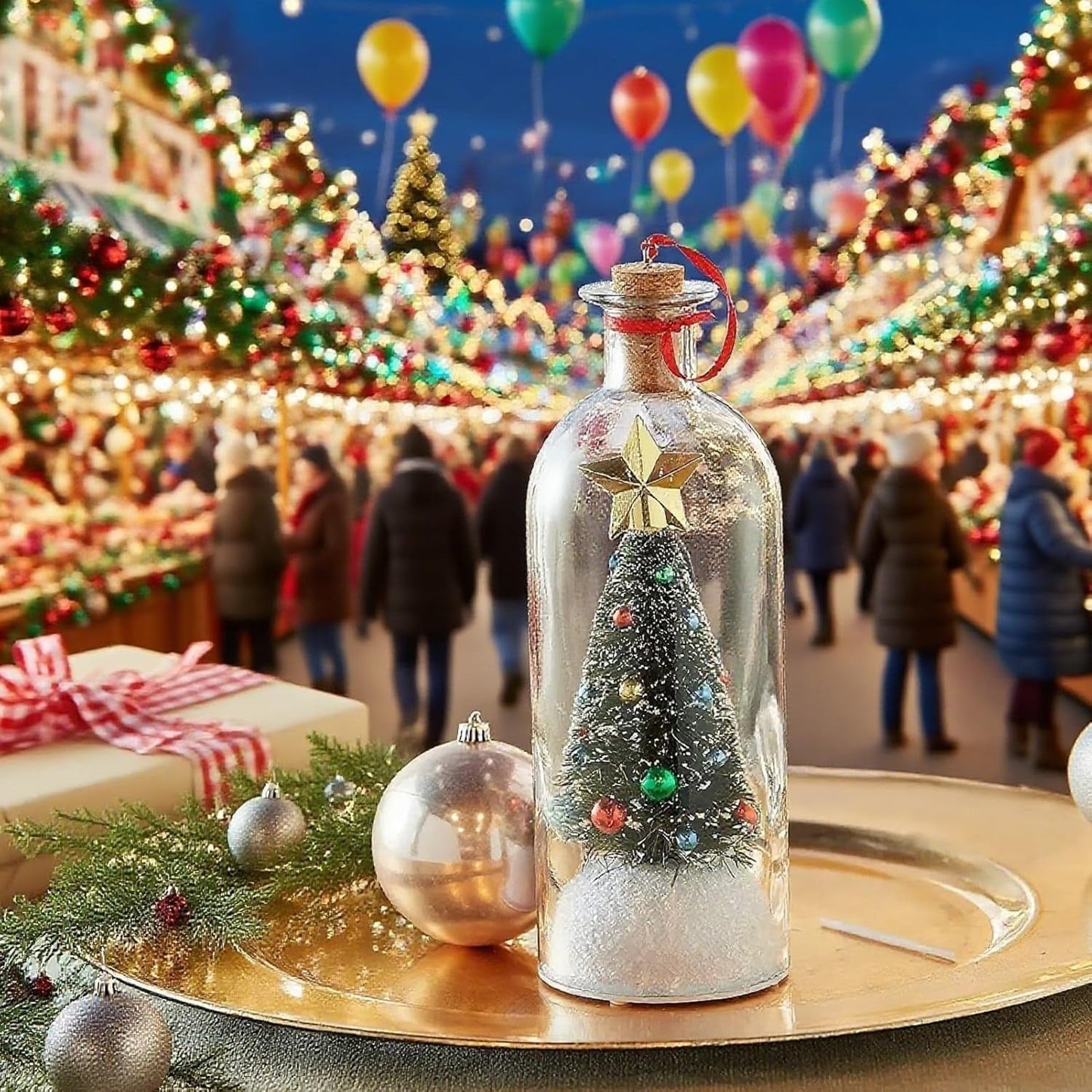 Kerstboom met bericht in een fles — geef een persoonlijk bericht cadeau