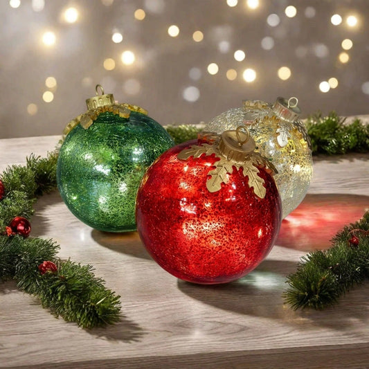 Glazen tafelornamenten kerst set van 3 — sfeervolle glans op tafel