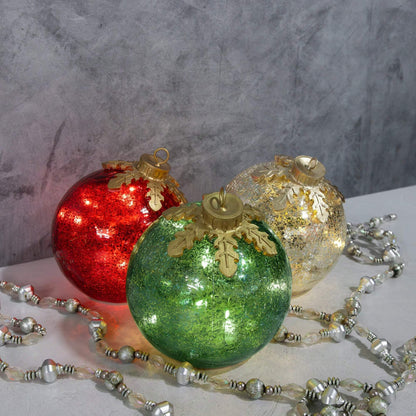 Glazen tafelornamenten kerst set van 3 — sfeervolle glans op tafel