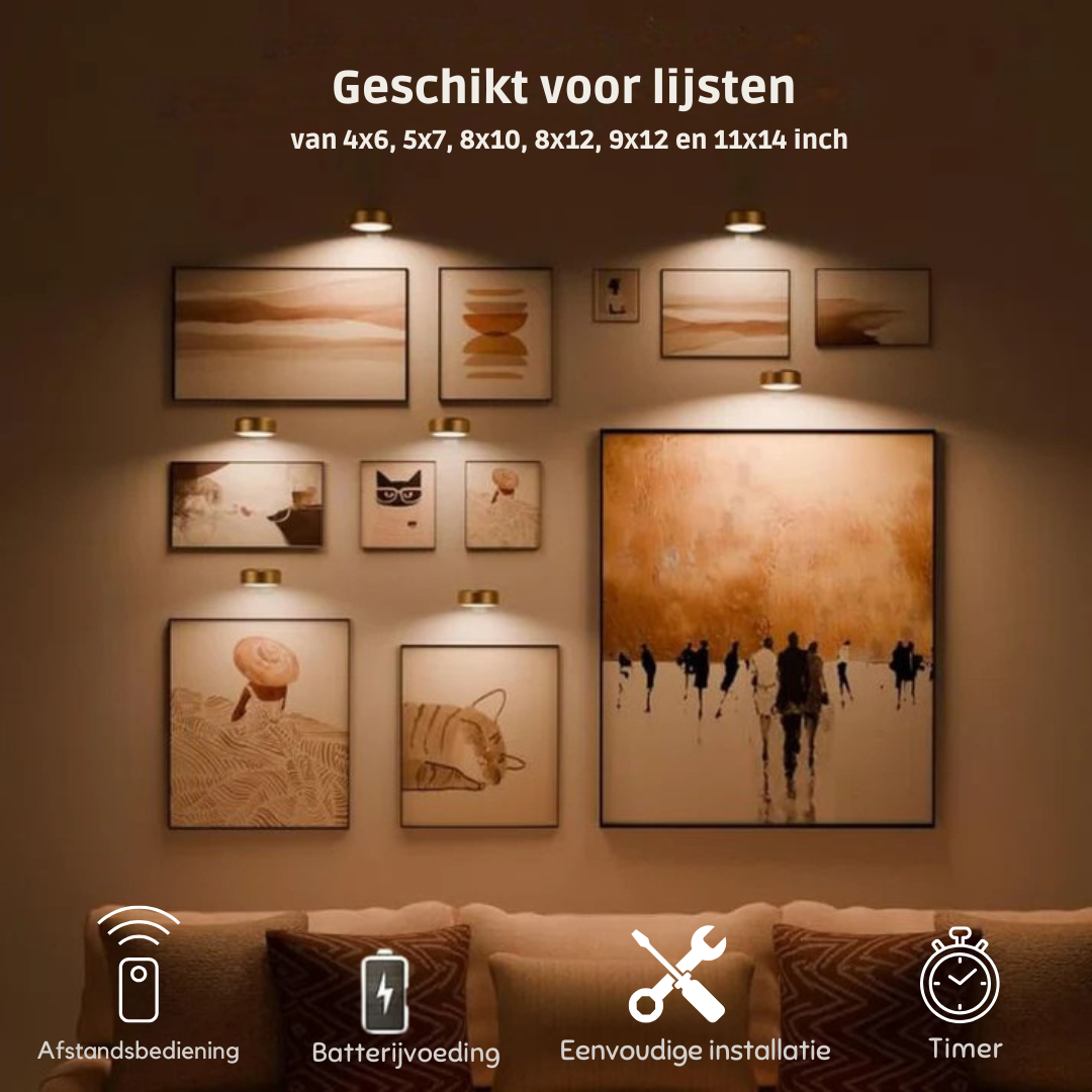 Magnetische LED-accentverlichting voor schilderijen