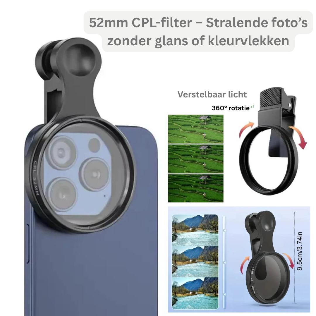 52mm CPL-filter – Stralende foto’s zonder glans of kleurvlekken