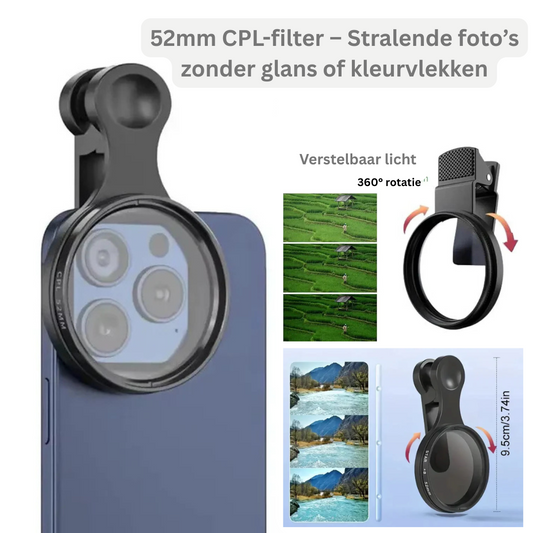 52mm CPL-filter – Stralende foto’s zonder glans of kleurvlekken