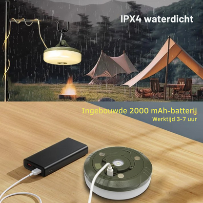 Campinglamp 4-in-1: lamp, powerbank en 10 m lichtsnoer