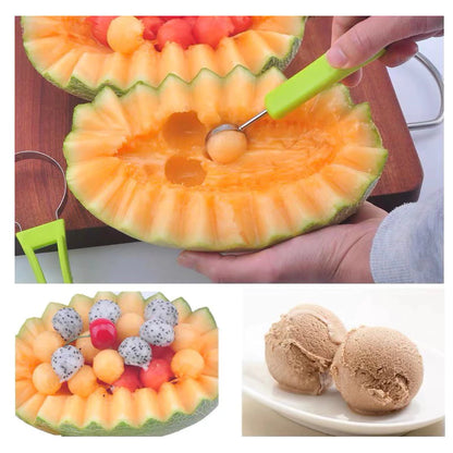 3-in-1 fruitsnijder set (RVS) –scoopen, uithollen & snijden
