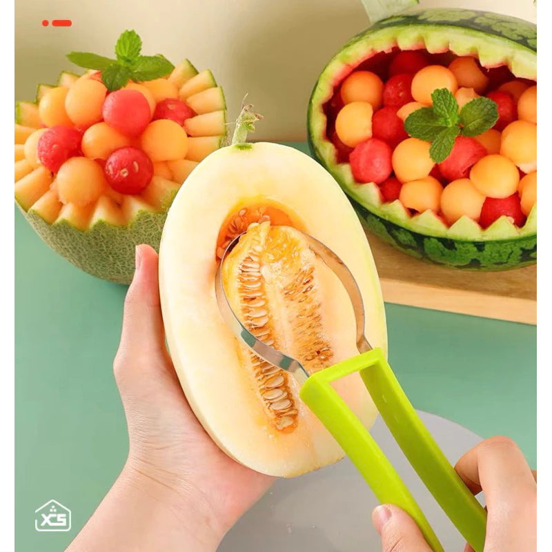 3-in-1 fruitsnijder set (RVS) –scoopen, uithollen & snijden