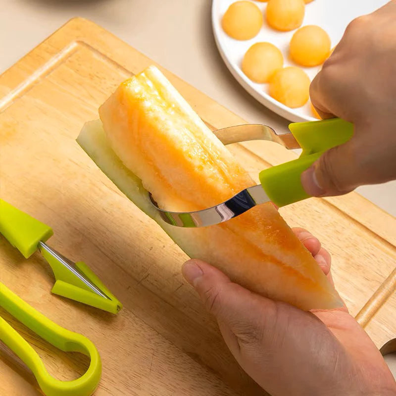 3-in-1 fruitsnijder set (RVS) –scoopen, uithollen & snijden
