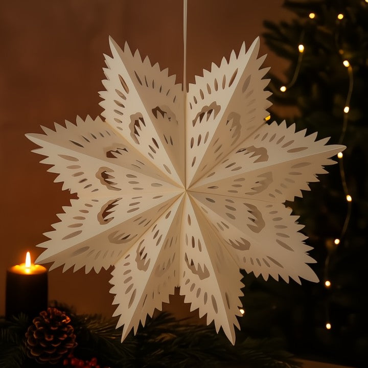 Sneeuwvlok kerstlantaarns — romantische sfeer voor witte kerst