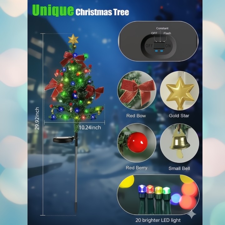 Solar kerstboompjes met warm licht – set van 2
