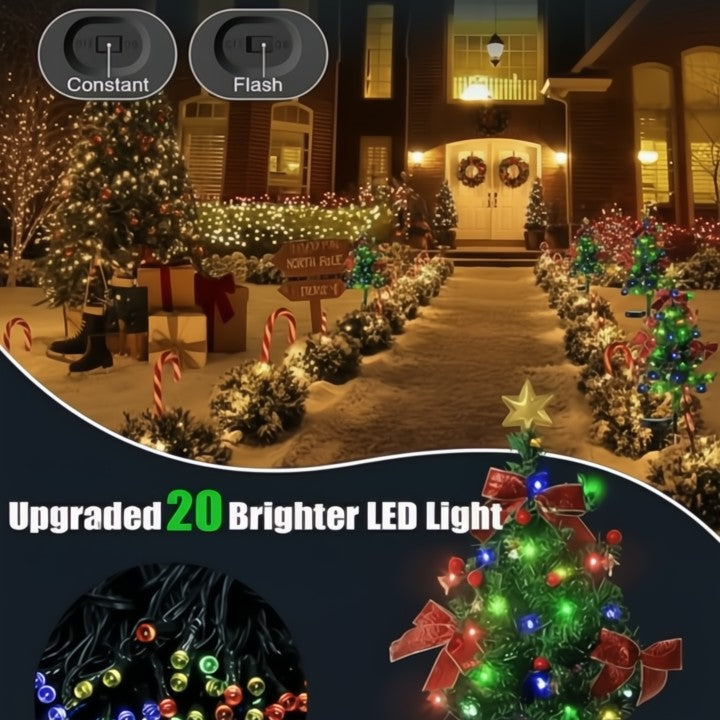 Solar kerstboompjes met warm licht – set van 2