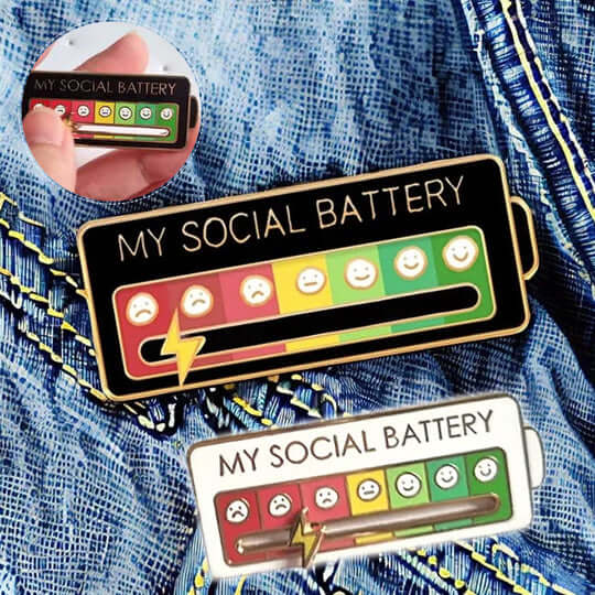 1+1 Gratis | SocialPin™ Sociale Batterij Metalen Speld