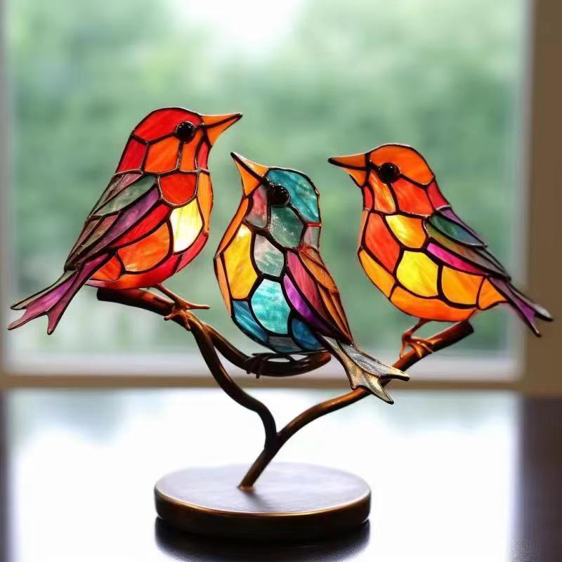 1+1 Gratis | BirdsDecor™ Vogels op Takken Gebrandschilderd Glas Ornamenten