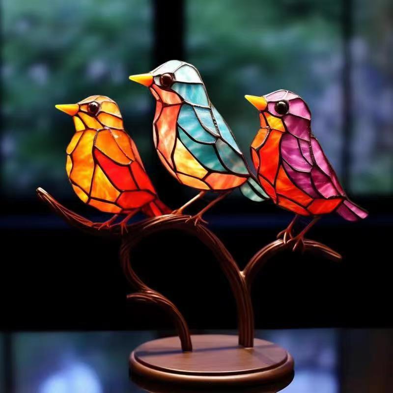 1+1 Gratis | BirdsDecor™ Vogels op Takken Gebrandschilderd Glas Ornamenten