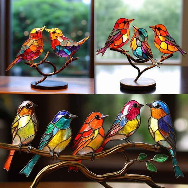 1+1 Gratis | BirdsDecor™ Vogels op Takken Gebrandschilderd Glas Ornamenten