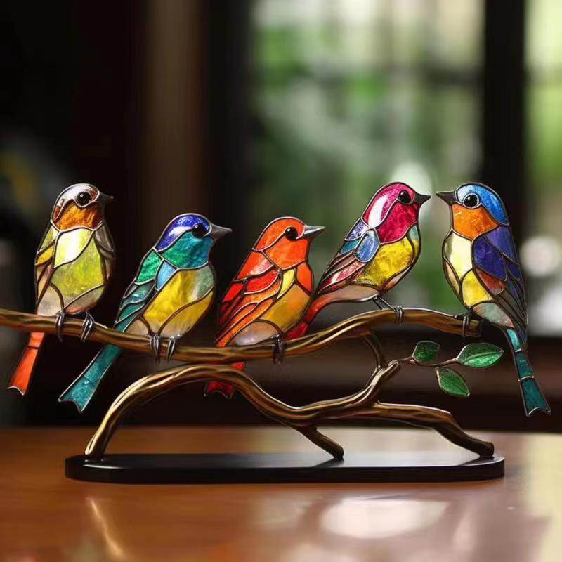 1+1 Gratis | BirdsDecor™ Vogels op Takken Gebrandschilderd Glas Ornamenten