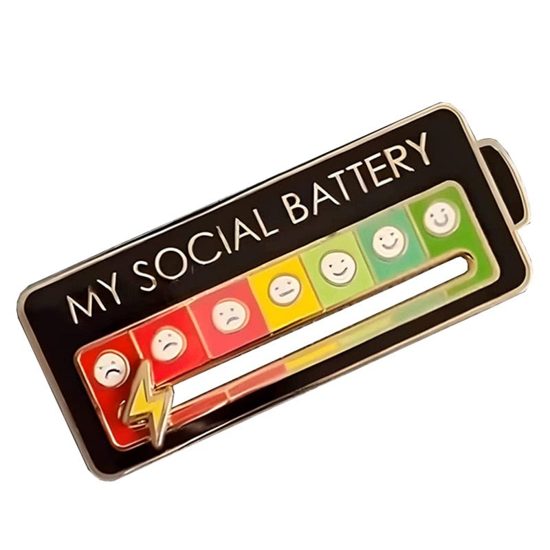 1+1 Gratis | SocialPin™ Sociale Batterij Metalen Speld