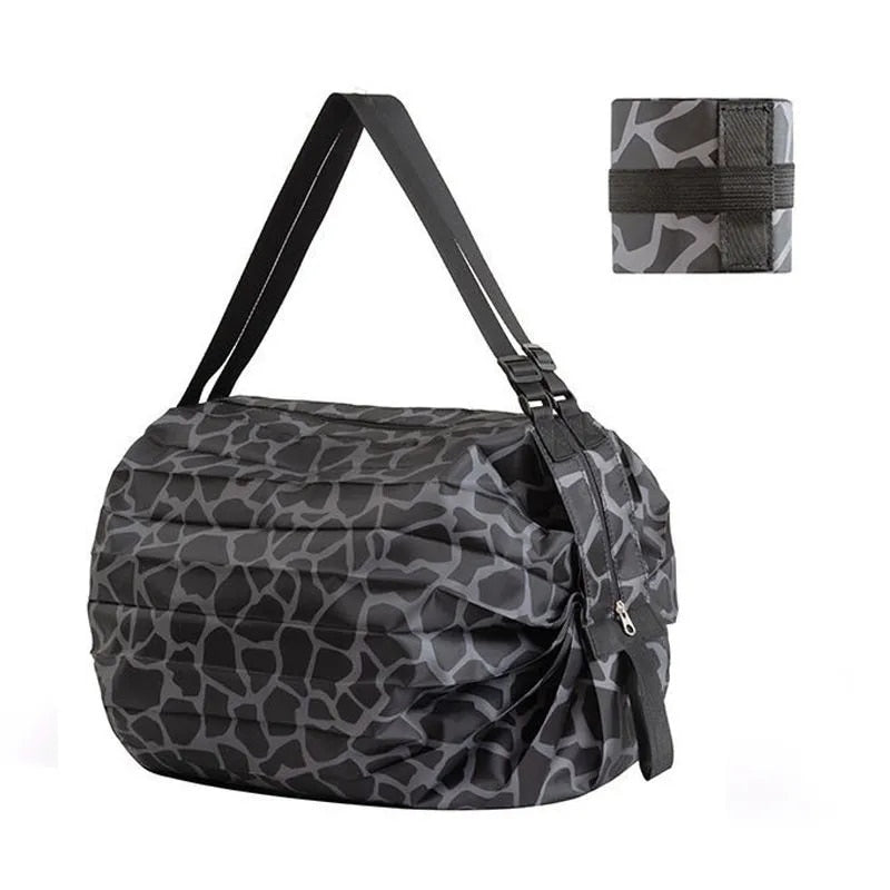 Big Size Thick Nylon Large Portable Shoulder Women's Handbags Folding Pouch Shopping Bag Foldable Print Eco Friendly Ladies Bags - Lozenza