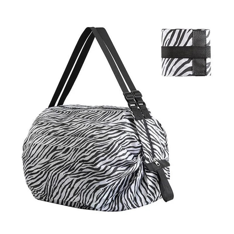 Big Size Thick Nylon Large Portable Shoulder Women's Handbags Folding Pouch Shopping Bag Foldable Print Eco Friendly Ladies Bags - Lozenza